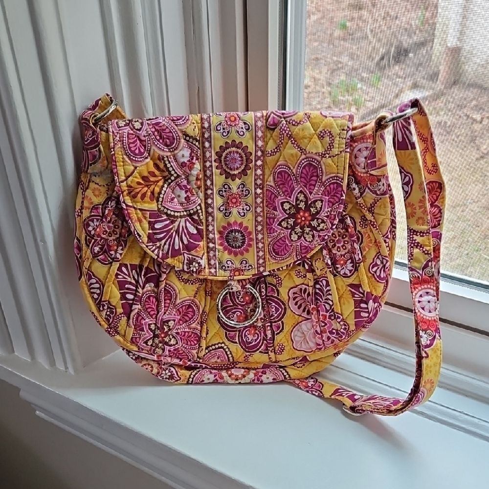 Vera Bradley Floral Yellow and Pink Crossbody Bag